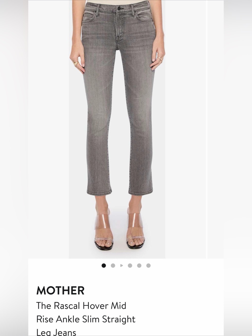 MOTHER Grey Ankle Slim Straight Jeans